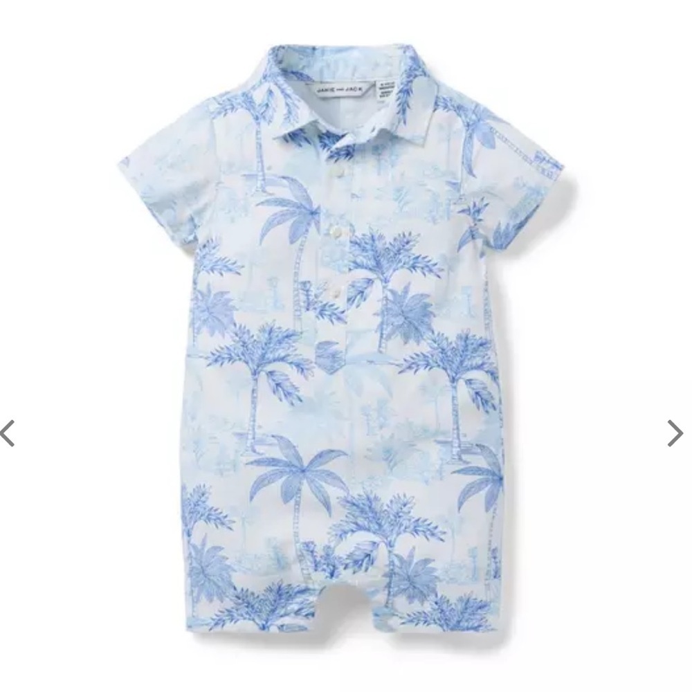 Janie and Jack Baby Palm Toile Linen-Cotton
Romper